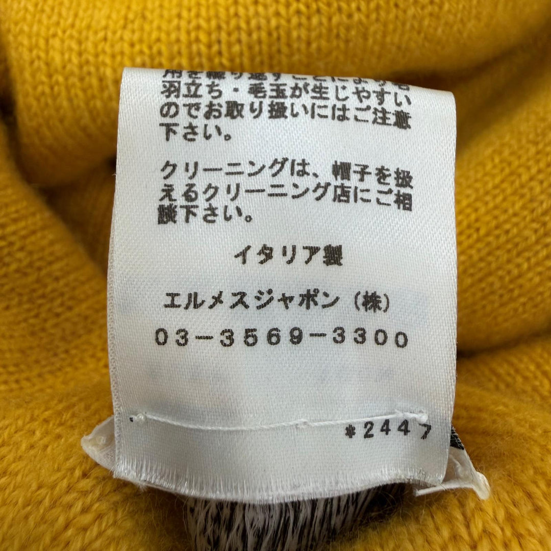 Great HERMES Knit cap Hugo Serie Metal Reversible cashmere Women M