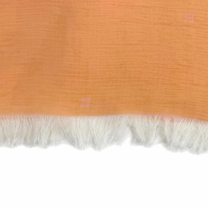 Great HERMES Stall Reversible H-logo sheer fringe pink silk Women
