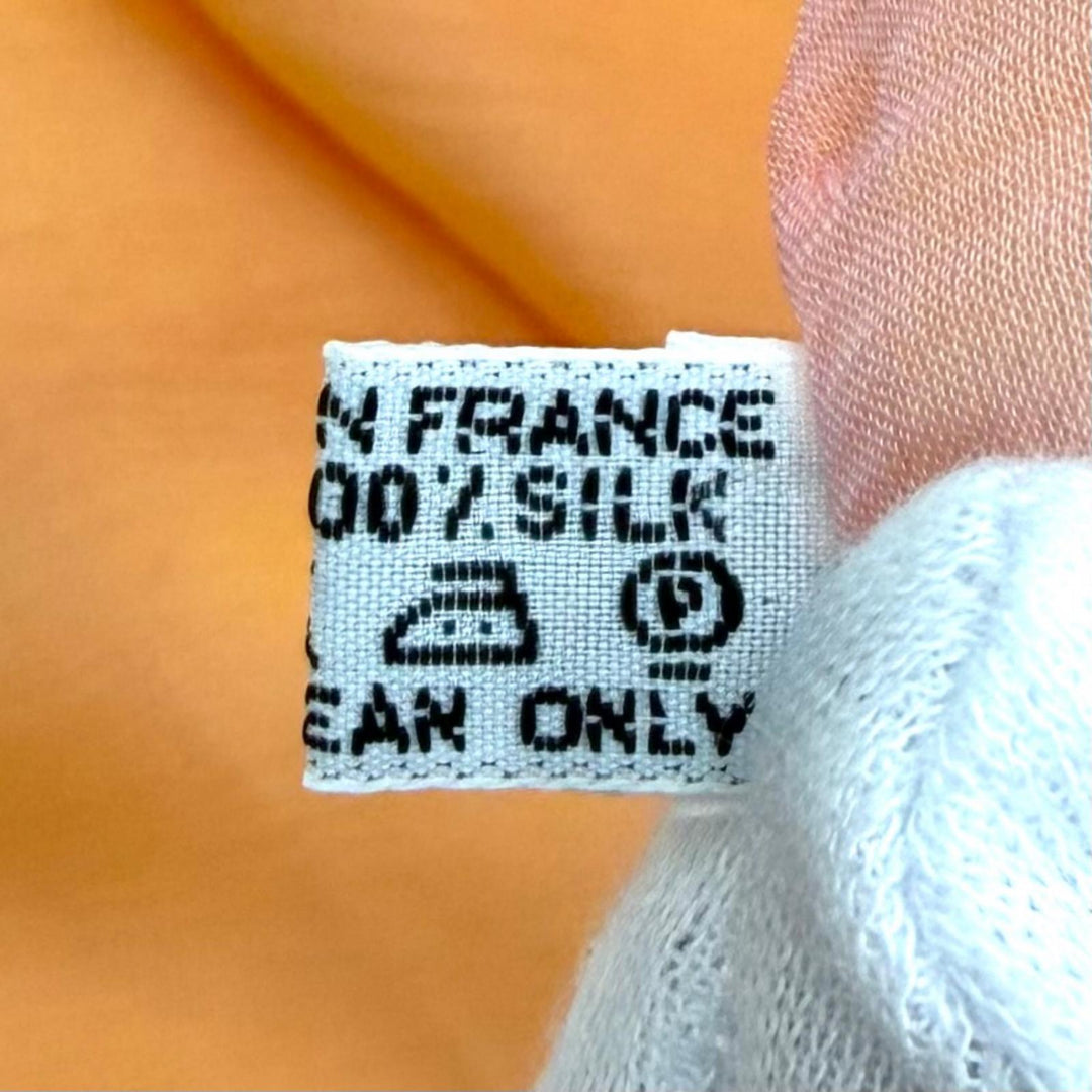 Great HERMES Stall Reversible H-logo sheer fringe pink silk Women