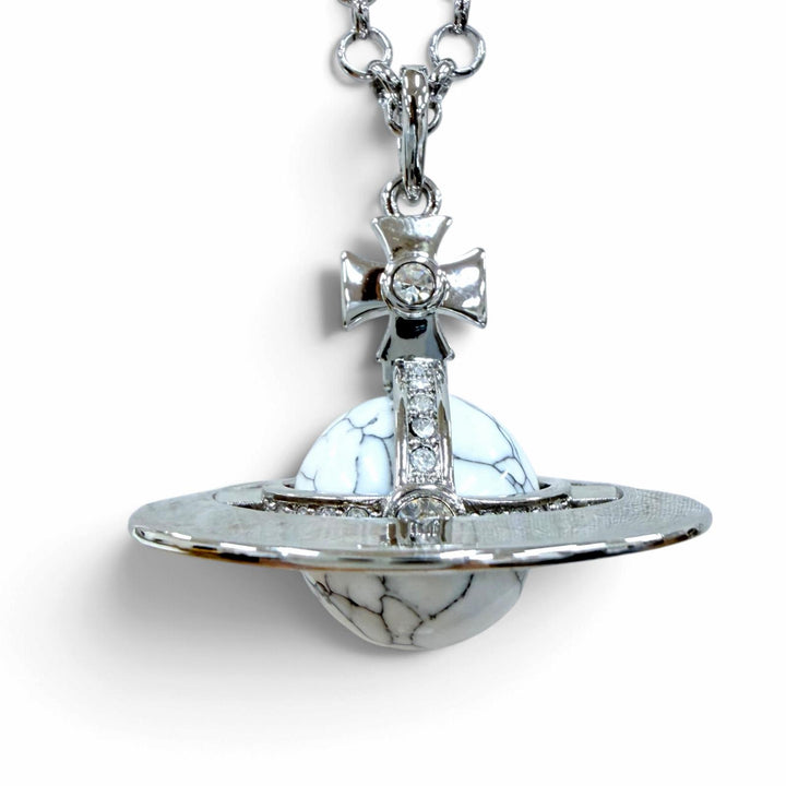 Great Vivienne Westwood Necklace Orb Small Howlite Necklace Silver ー Women
