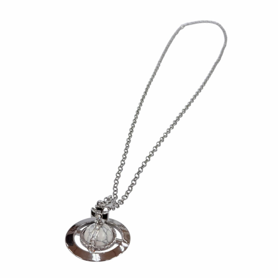 Great Vivienne Westwood Necklace Orb Small Howlite Necklace Silver ー Women