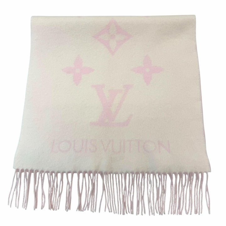Great LOUIS VUITTON Scarf Reykjavik Monogram Giant with Fringe cashmere M90894