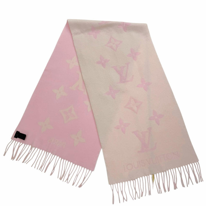 Great LOUIS VUITTON Scarf Reykjavik Monogram Giant with Fringe cashmere M90894