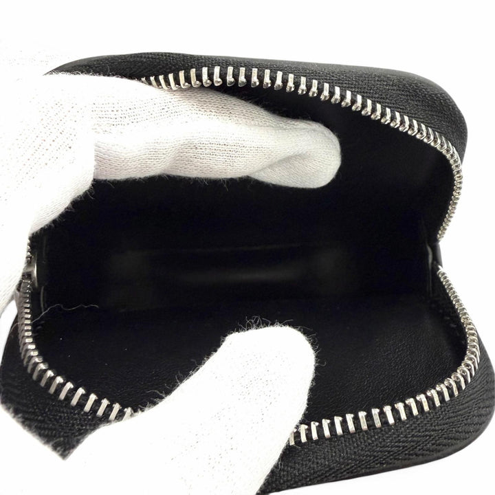Excellent CELINE Coin case Logo print square leather purse black 10K743FGH.38SI
