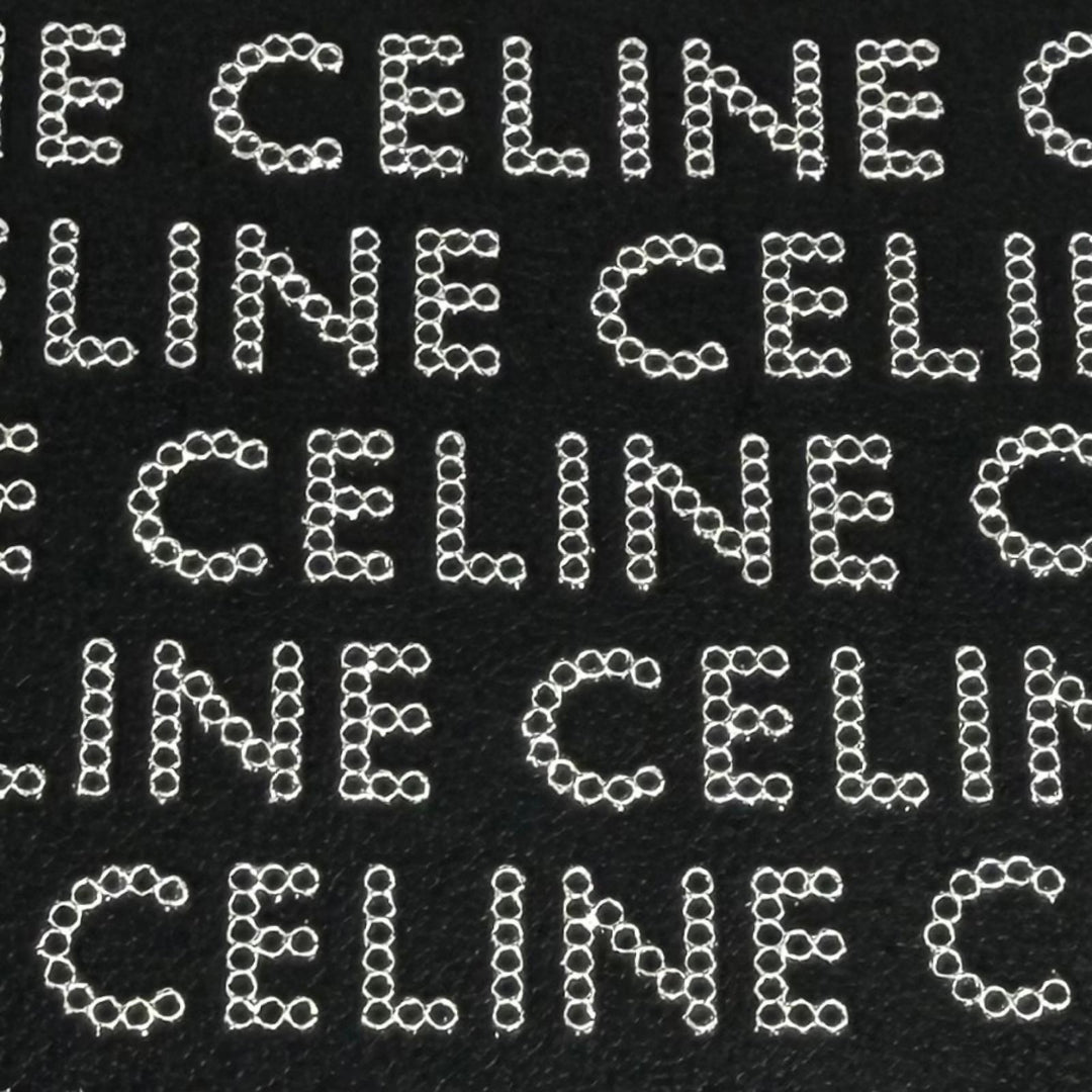 Excellent CELINE Coin case Logo print square leather purse black 10K743FGH.38SI