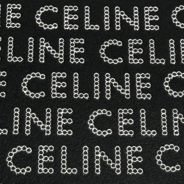 Excellent CELINE Coin case Logo print square leather purse black 10K743FGH.38SI