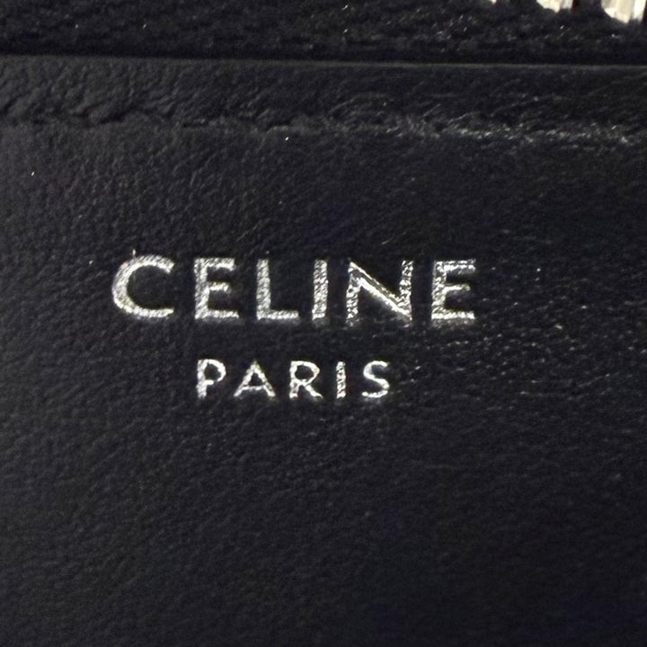 Excellent CELINE Coin case Logo print square leather purse black 10K743FGH.38SI