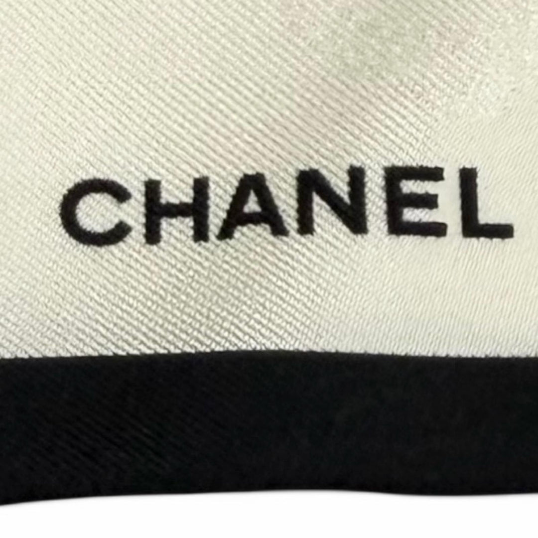 Excellent CHANEL Shush Logo-emblazoned camellia ribbon Ivory silk Women 21S