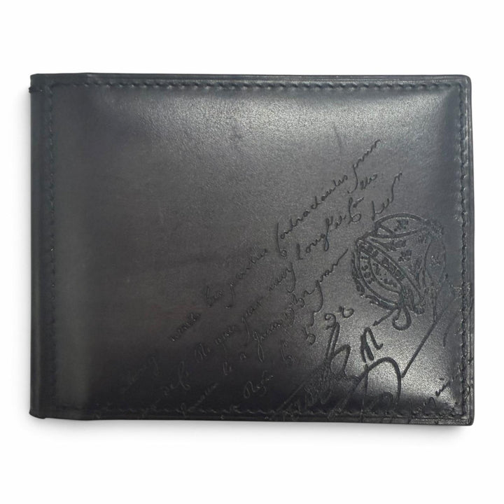Pristine BERLUTI Money clip Figure Coin Flap Compact Nero Grigio leather mens