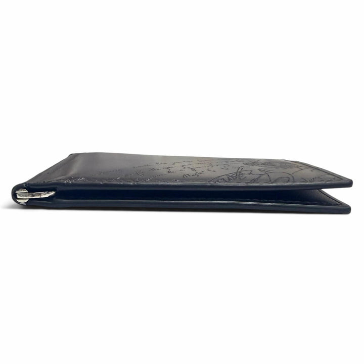 Pristine BERLUTI Money clip Figure Coin Flap Compact Nero Grigio leather mens