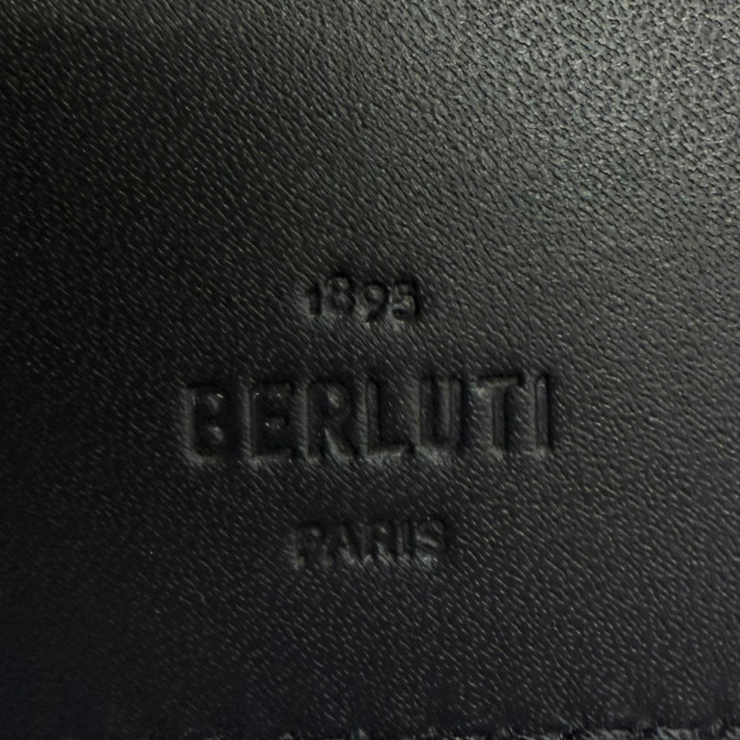 Pristine BERLUTI Money clip Figure Coin Flap Compact Nero Grigio leather mens