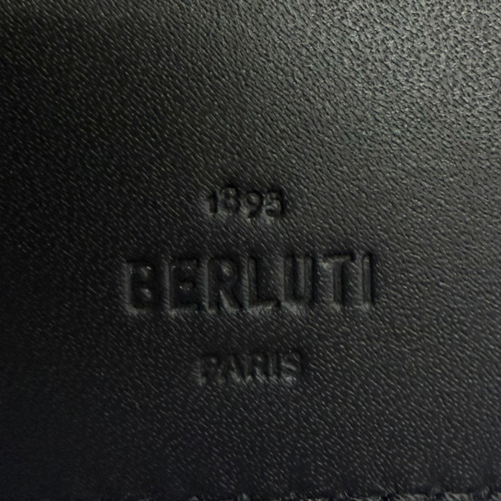 Pristine BERLUTI Money clip Figure Coin Flap Compact Nero Grigio leather mens