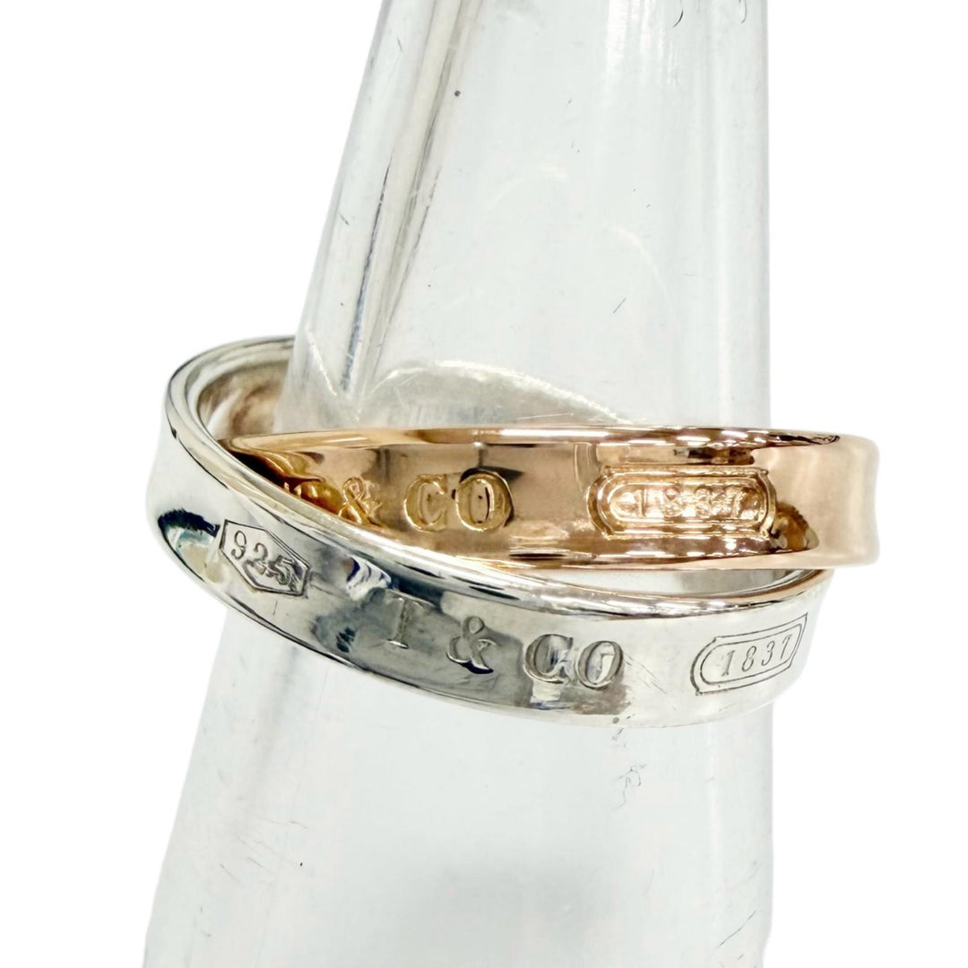 Great TIFFANY&Co. 1837 Interlocking Circle Ring 2 stations Silver 925 750 PG