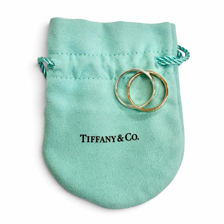 Great TIFFANY&Co. 1837 Interlocking Circle Ring 2 stations Silver 925 750 PG