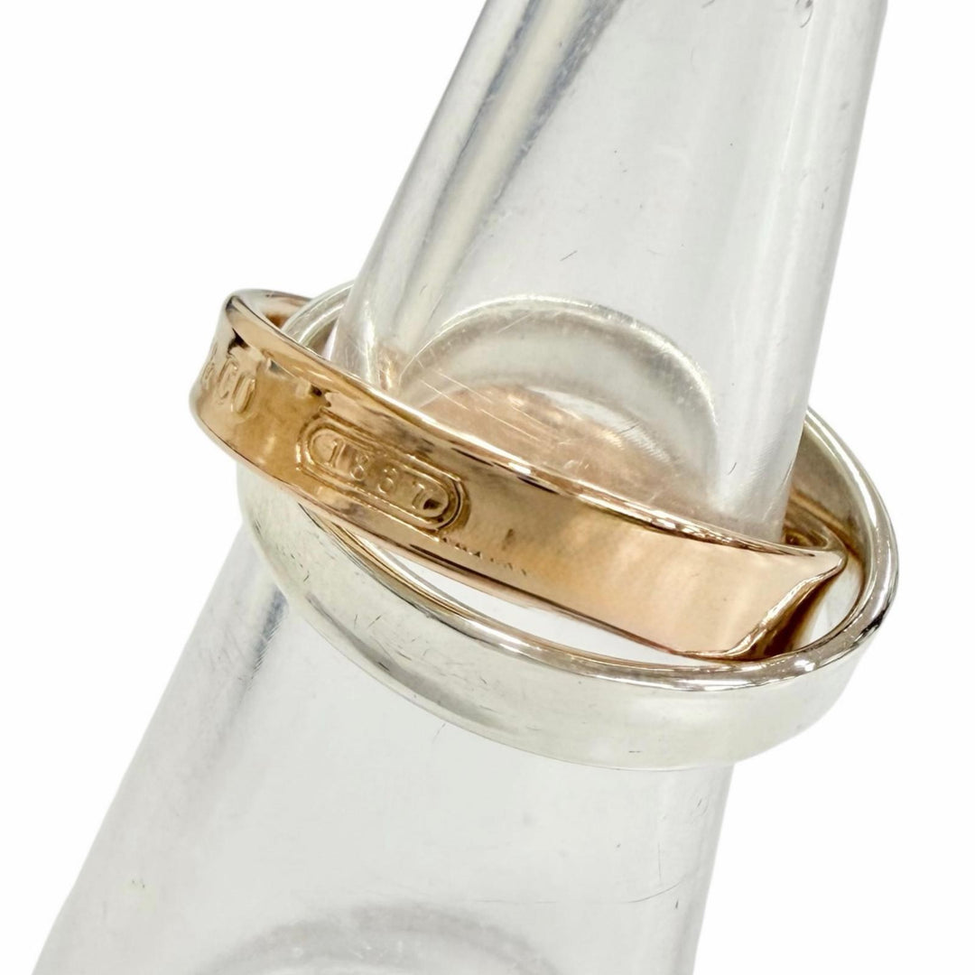 Great TIFFANY&Co. 1837 Interlocking Circle Ring 2 stations Silver 925 750 PG