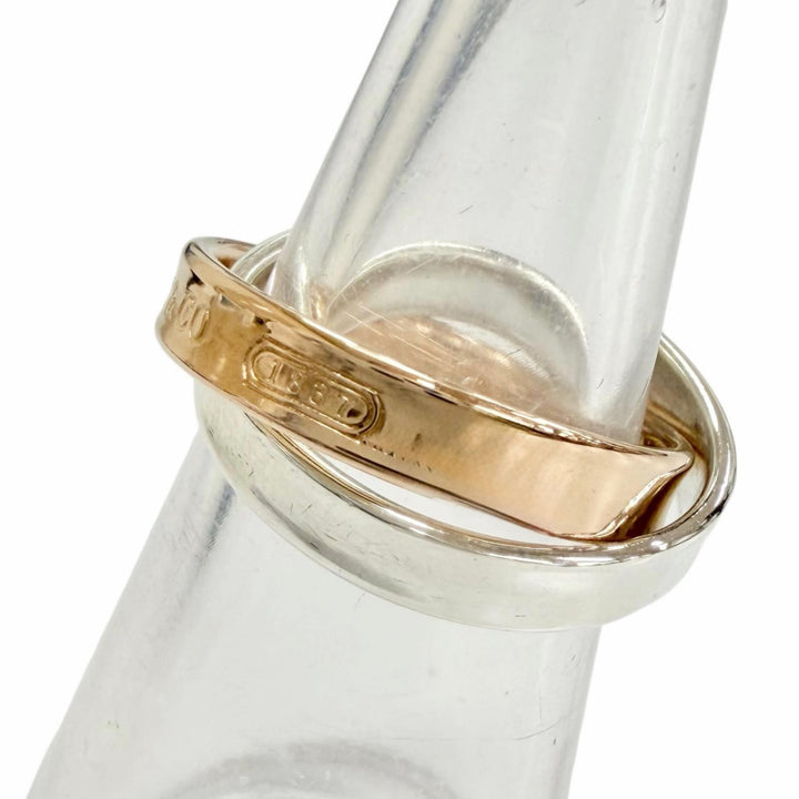 Great TIFFANY&Co. 1837 Interlocking Circle Ring 2 stations Silver 925 750 PG