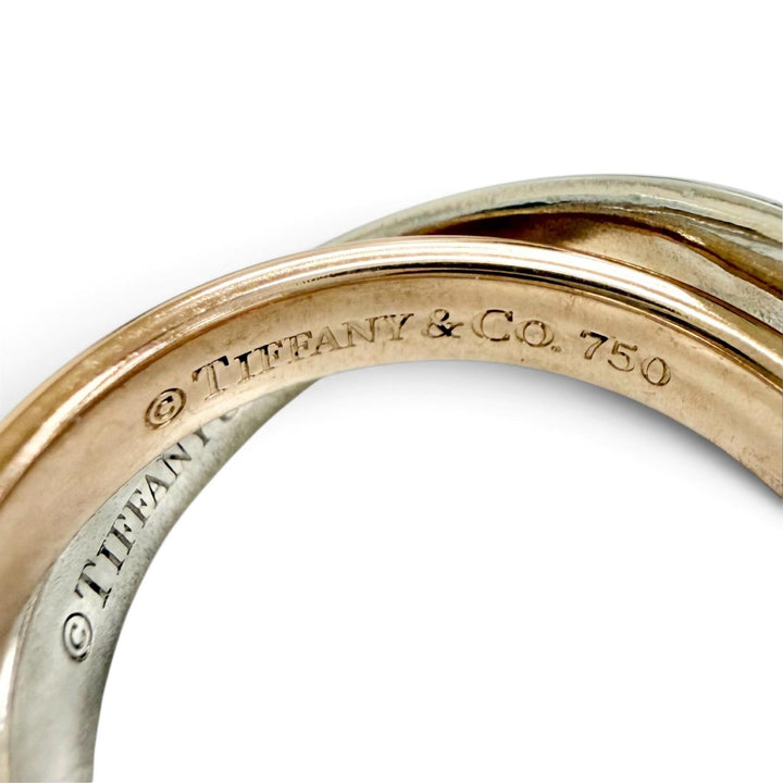 Great TIFFANY&Co. 1837 Interlocking Circle Ring 2 stations Silver 925 750 PG