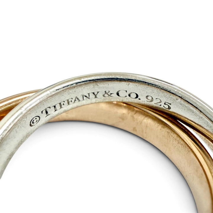 Great TIFFANY&Co. 1837 Interlocking Circle Ring 2 stations Silver 925 750 PG