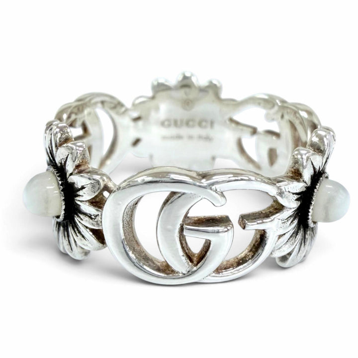 Excellent GUCCI Ring ring Double G flower Silver AG925 Women 16 527394