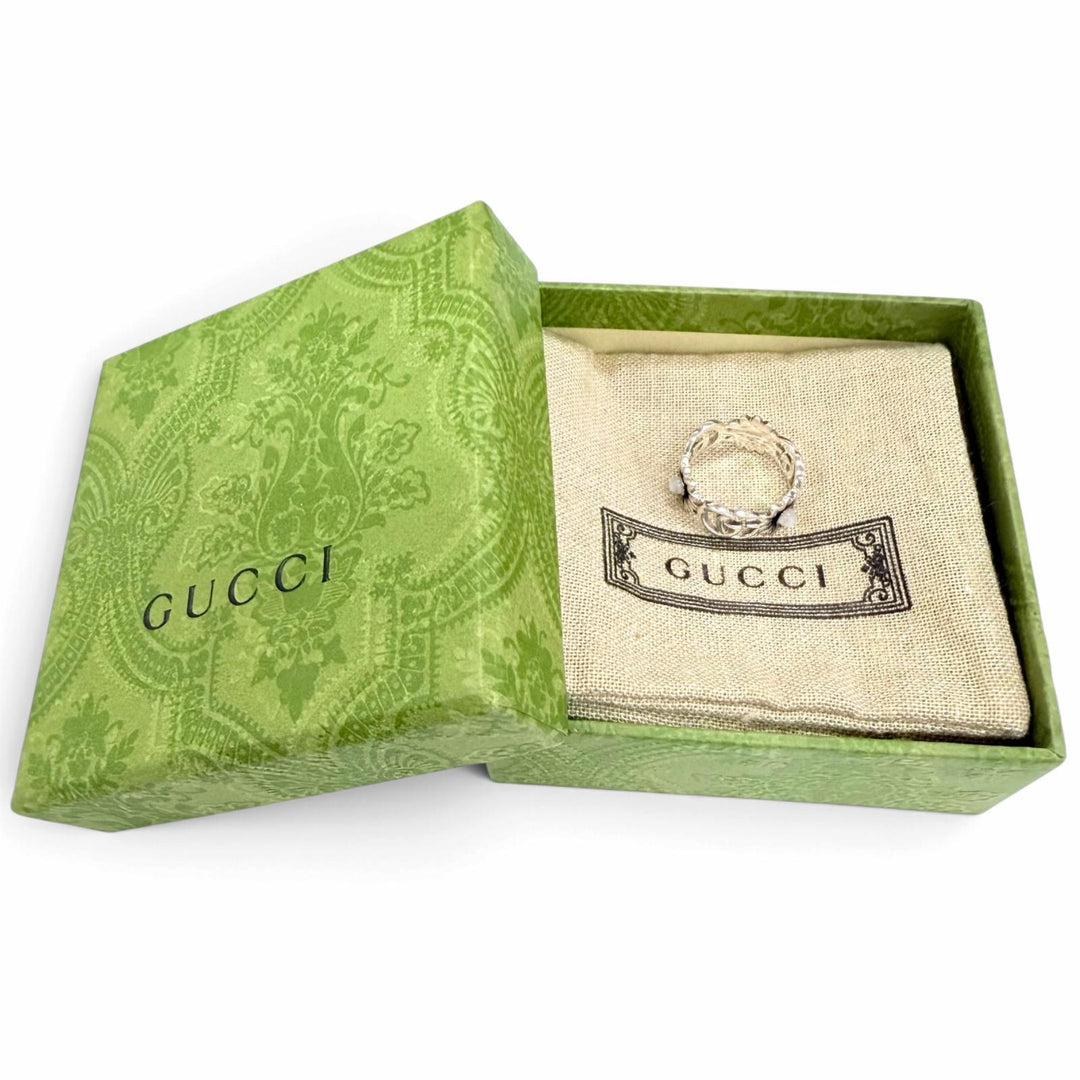 Excellent GUCCI Ring ring Double G flower Silver AG925 Women 16 527394