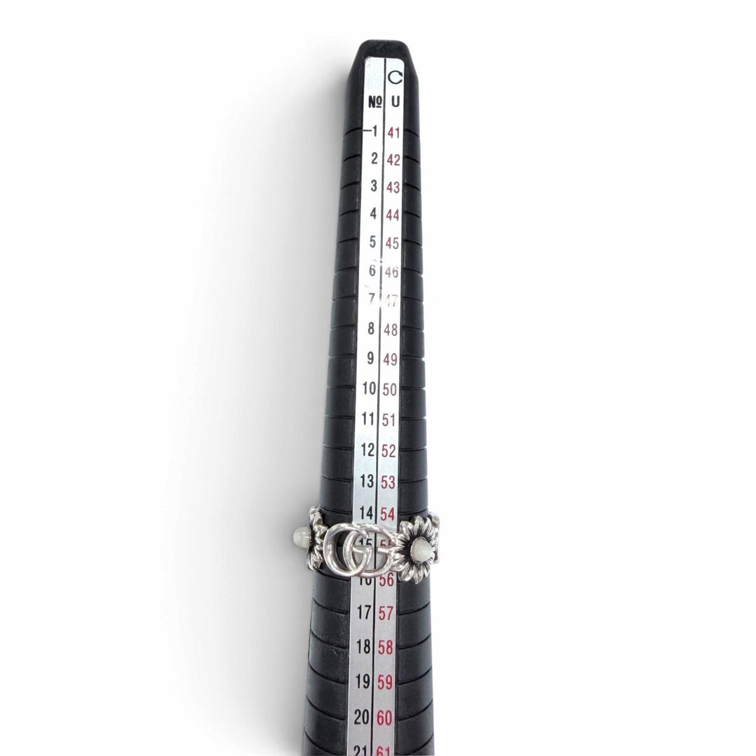 Excellent GUCCI Ring ring Double G flower Silver AG925 Women 16 527394