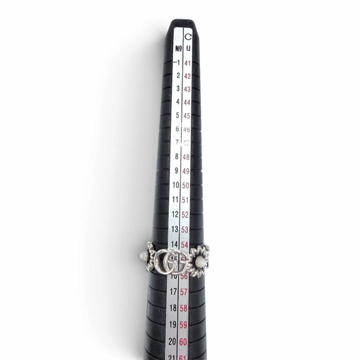 Excellent GUCCI Ring ring Double G flower Silver AG925 Women 16 527394