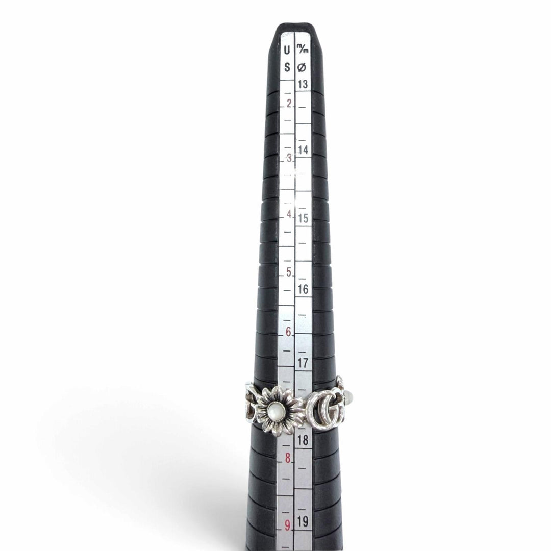 Excellent GUCCI Ring ring Double G flower Silver AG925 Women 16 527394