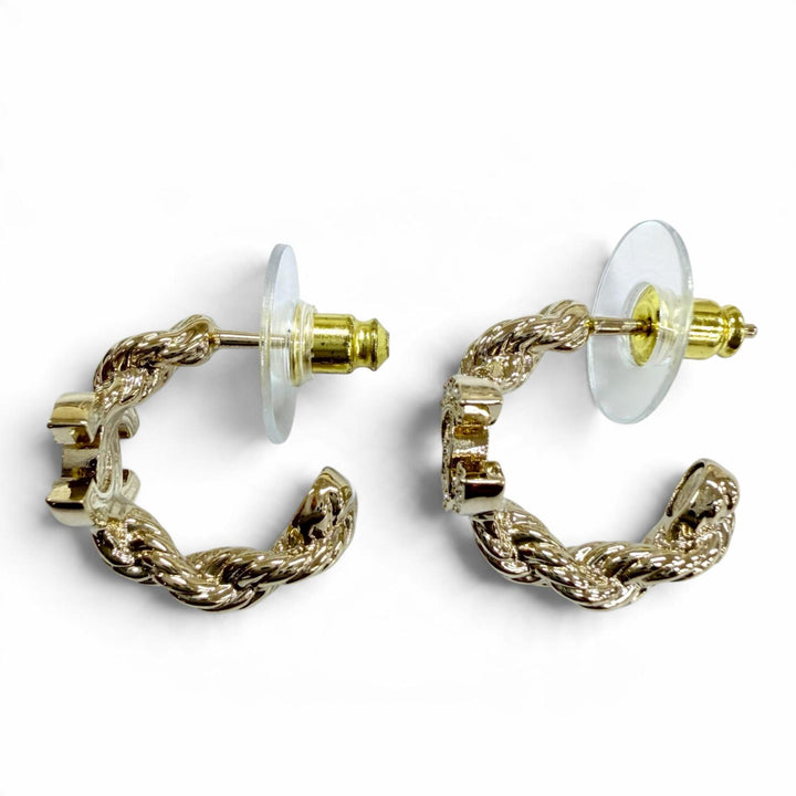 Excellent CHANEL Pierce COCO Mark Rhinestone Accessories gold Women A26P ABH177