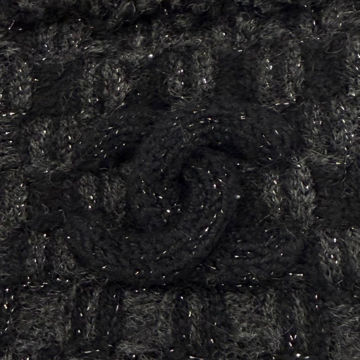 Excellent CHANEL Knit cap COCO Mark with lame black cashmere Women