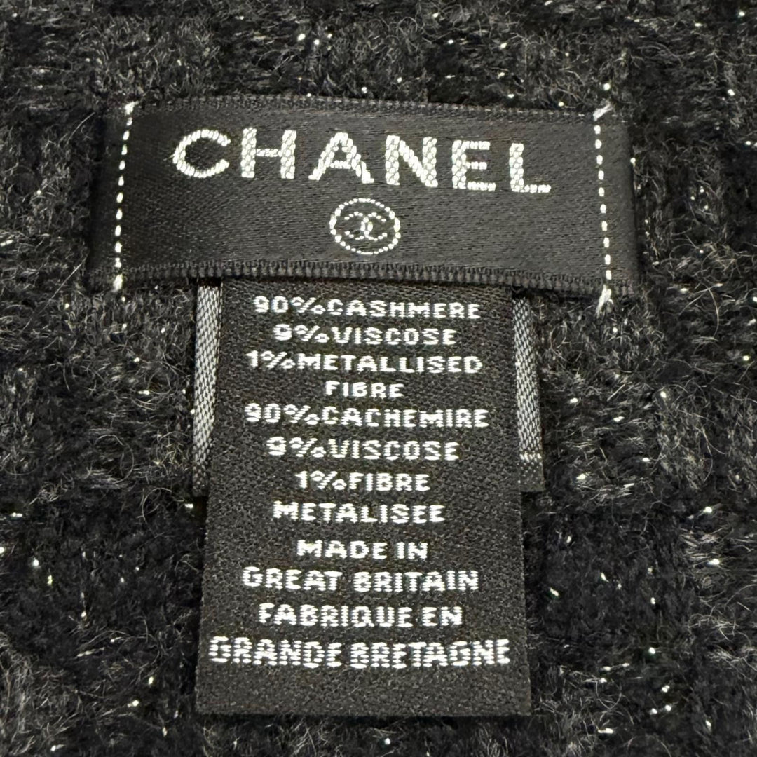 Excellent CHANEL Knit cap COCO Mark with lame black cashmere Women