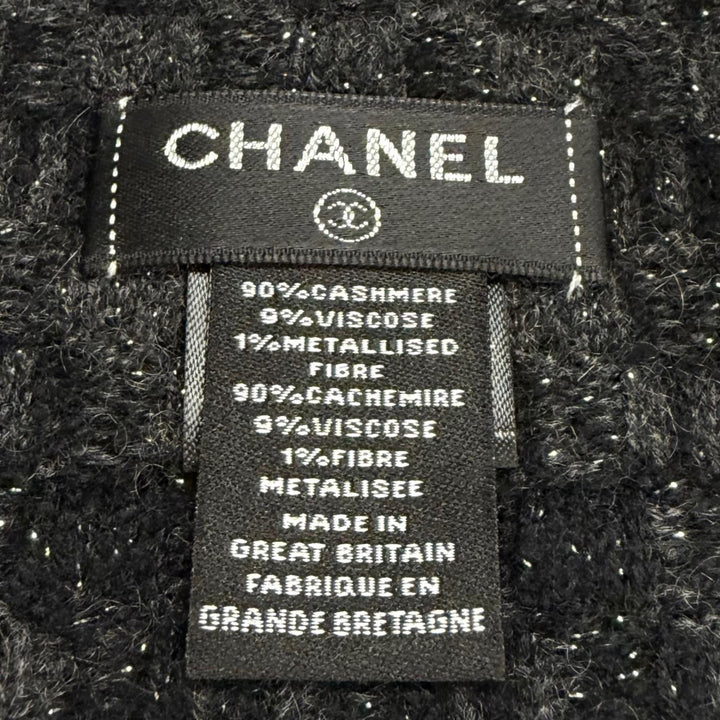 Excellent CHANEL Knit cap COCO Mark with lame black cashmere Women