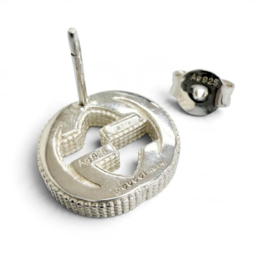 Great GUCCI Pierce Interlocking G Stud Earrings (Pair) Silver AG925 Women 479227