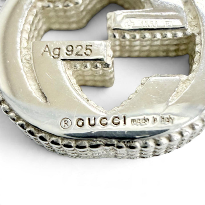 Great GUCCI Pierce Interlocking G Stud Earrings (Pair) Silver AG925 Women 479227