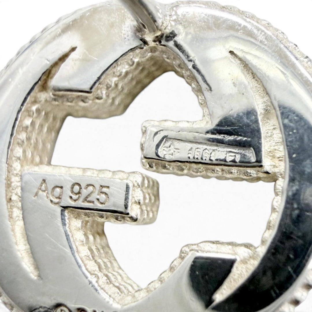 Great GUCCI Pierce Interlocking G Stud Earrings (Pair) Silver AG925 Women 479227