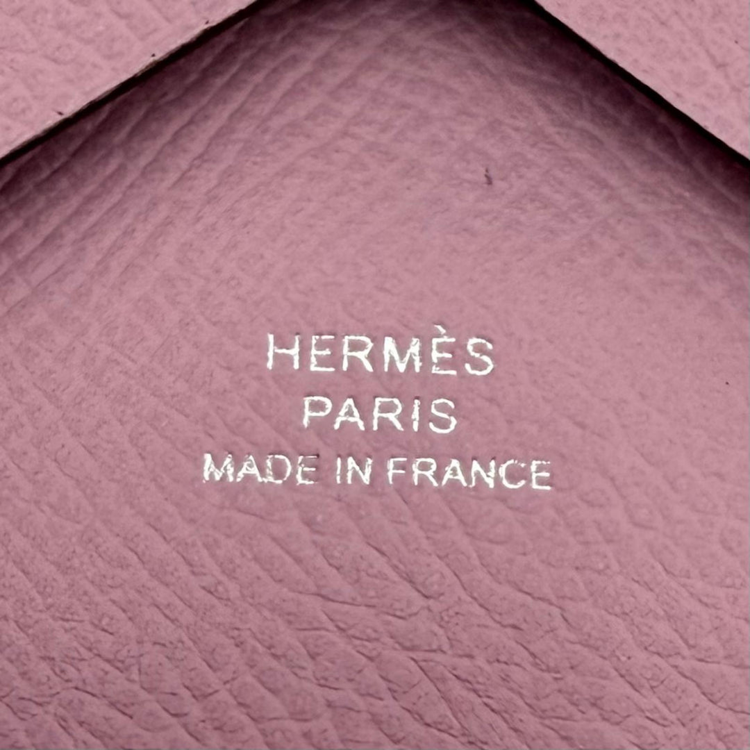 Pristine HERMES Coin case Calvi duo Serie Metal Epsom Leather Women