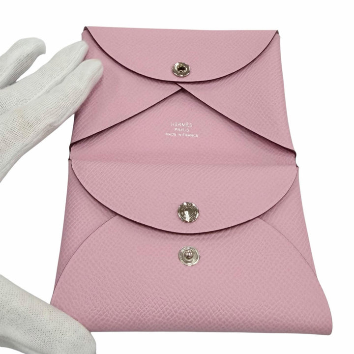 Pristine HERMES Coin case Calvi duo Serie Metal Epsom Leather Women