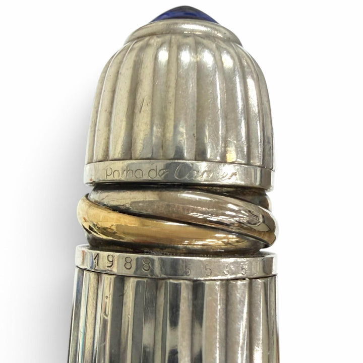 Great Cartier Ballpoint pen Pasha de Cartier Trinity Silver Blue Gemstone