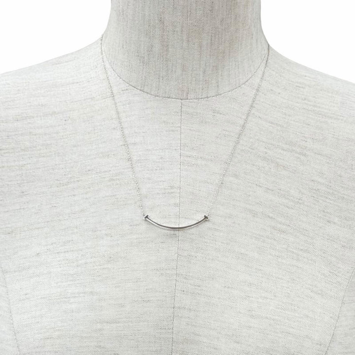 Great TIFFANY&Co. Necklace Smile Pendant Small T Smile Silver AG925 Women