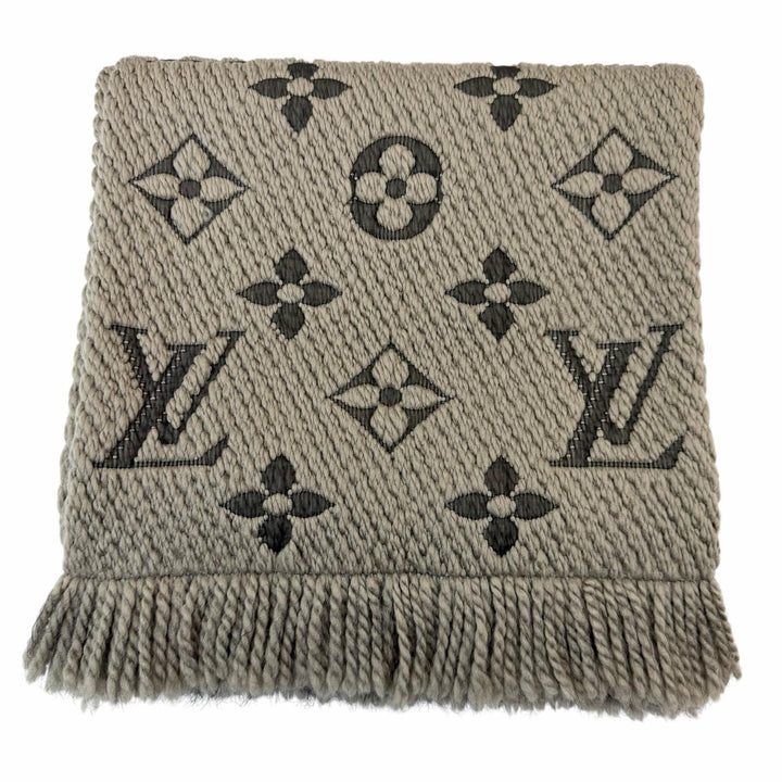 Great LOUIS VUITTON Scarf Escalp Logo Mania Monogram fringed scarf knit M72242