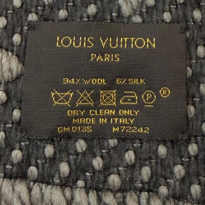 Great LOUIS VUITTON Scarf Escalp Logo Mania Monogram fringed scarf knit M72242