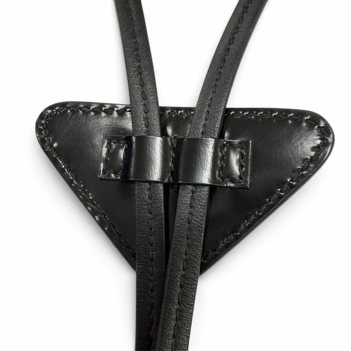 Great PRADA Necklace Triangle plate, triangular plate, bolo tie Patent leather