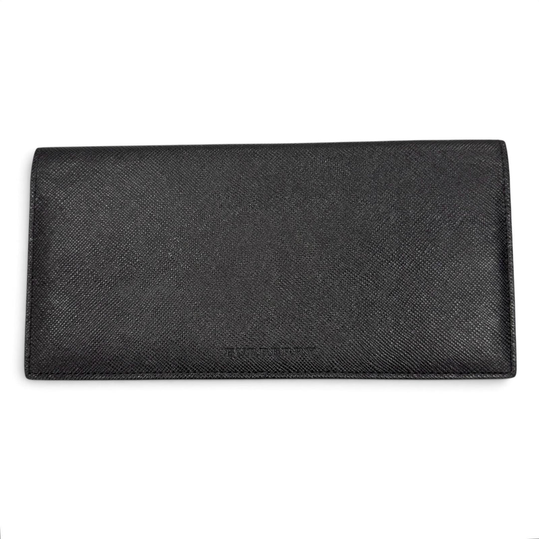 Great BURBERRY Purse Logo-embossed Nova Check Bifold Wallet black leather mens