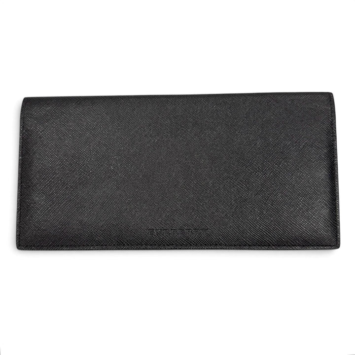 Great BURBERRY Purse Logo-embossed Nova Check Bifold Wallet black leather mens