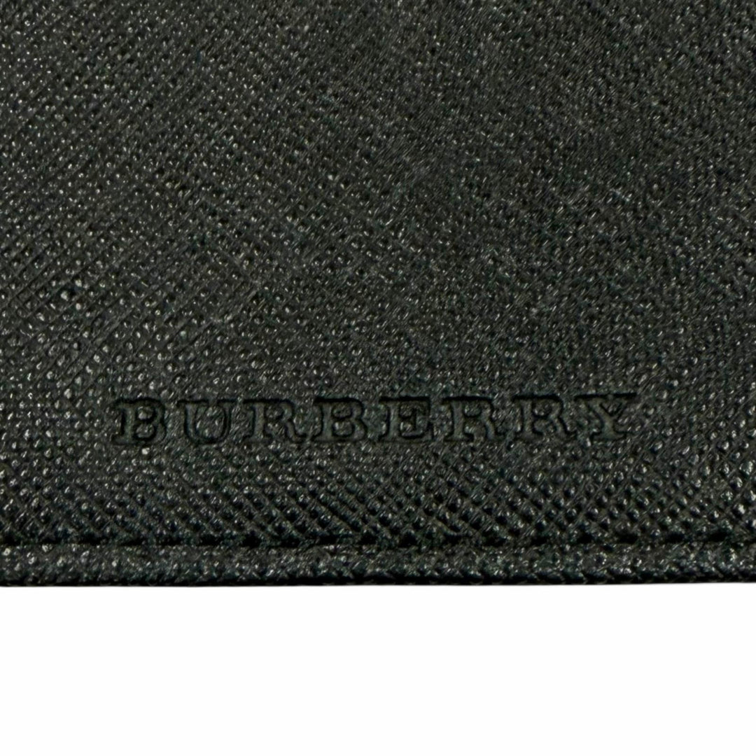 Great BURBERRY Purse Logo-embossed Nova Check Bifold Wallet black leather mens