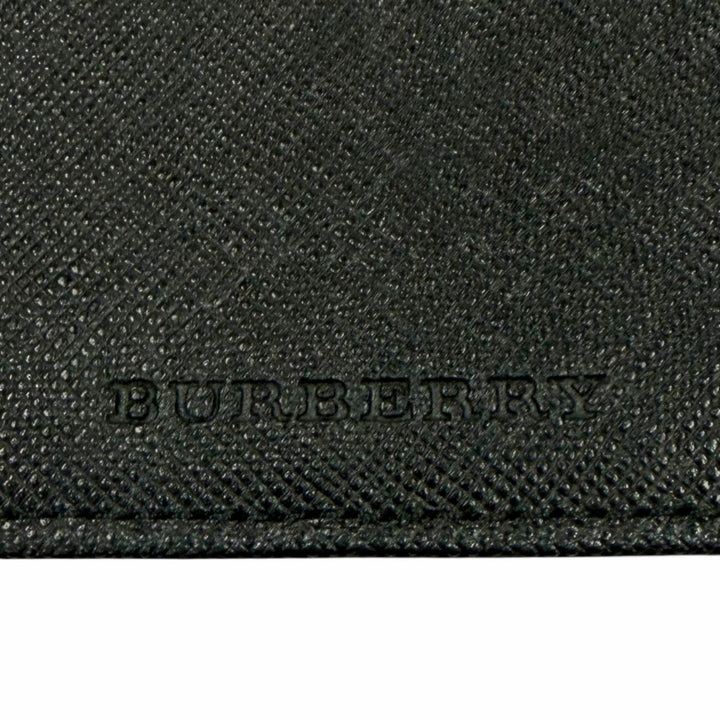 Great BURBERRY Purse Logo-embossed Nova Check Bifold Wallet black leather mens