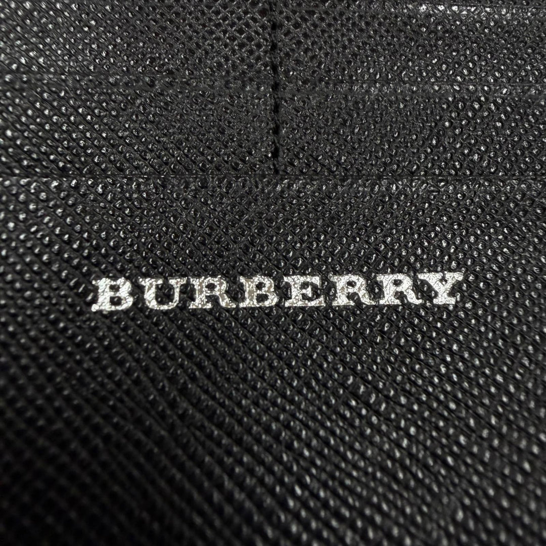 Great BURBERRY Purse Logo-embossed Nova Check Bifold Wallet black leather mens