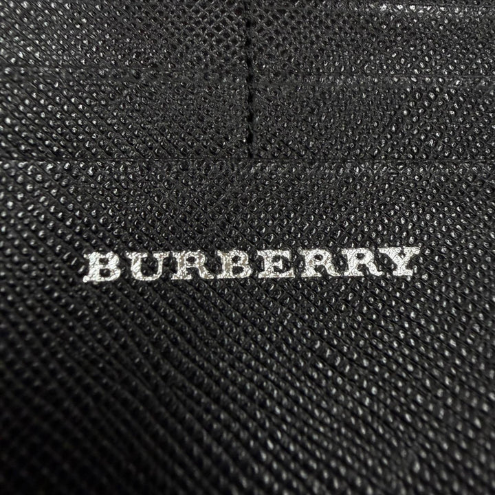 Great BURBERRY Purse Logo-embossed Nova Check Bifold Wallet black leather mens