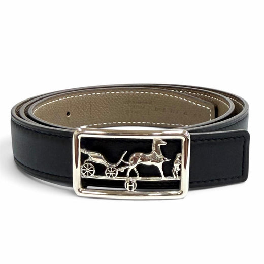 Excellent HERMES belt Reversible with metal logo Swift