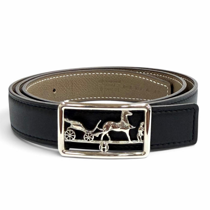 Excellent HERMES belt Reversible with metal logo Swift