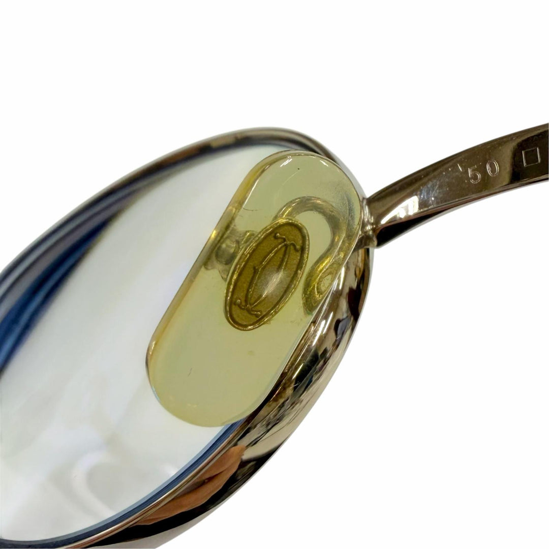 Very Good Cartier sunglasses 2C decor Oval Eyewear with Metal Logo Silver mens